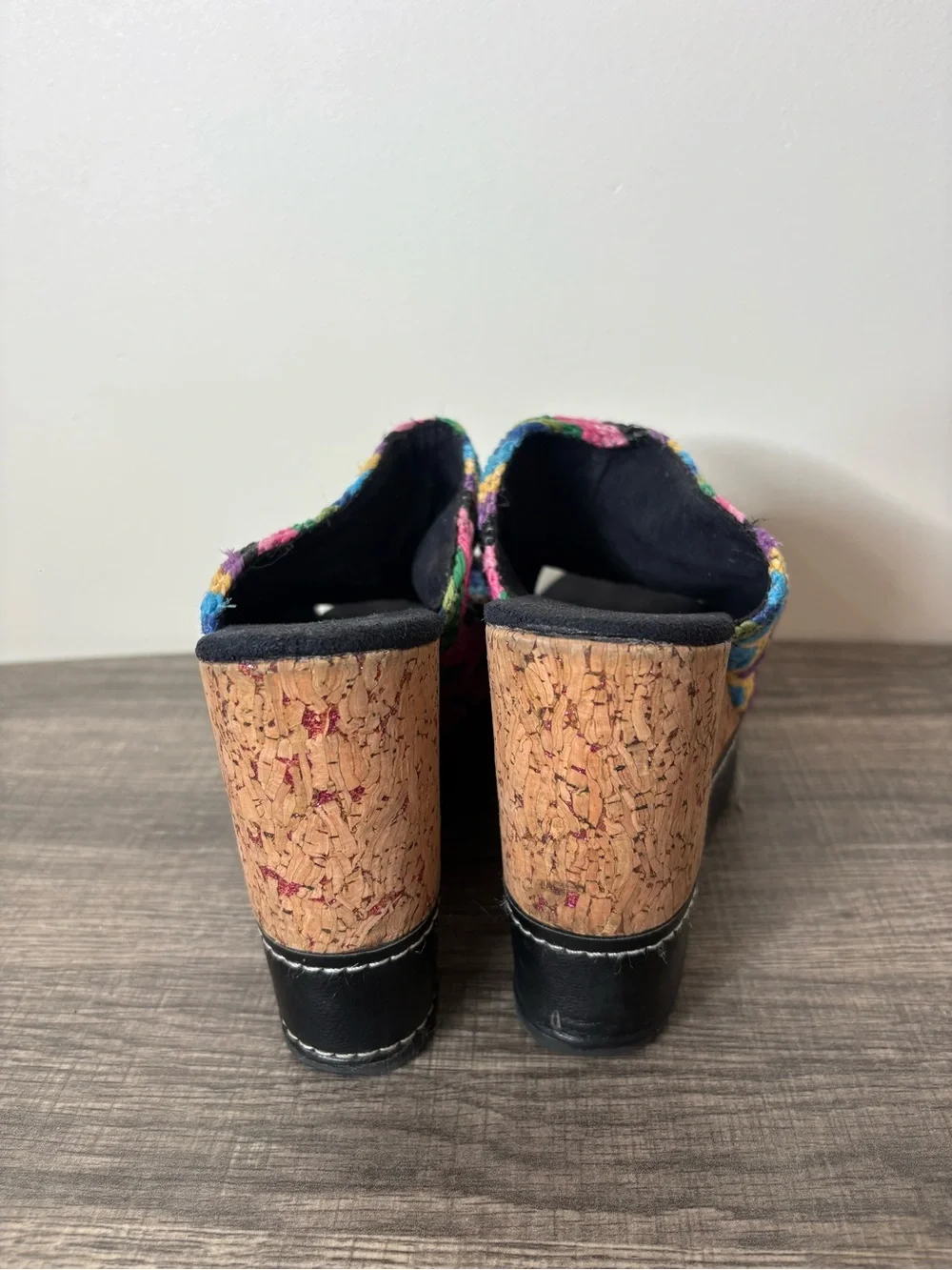 MUK LUKS Peyton Glitter Cork Platform Wedge Slip-on Peep-toe Sandal Stretch Y2K
